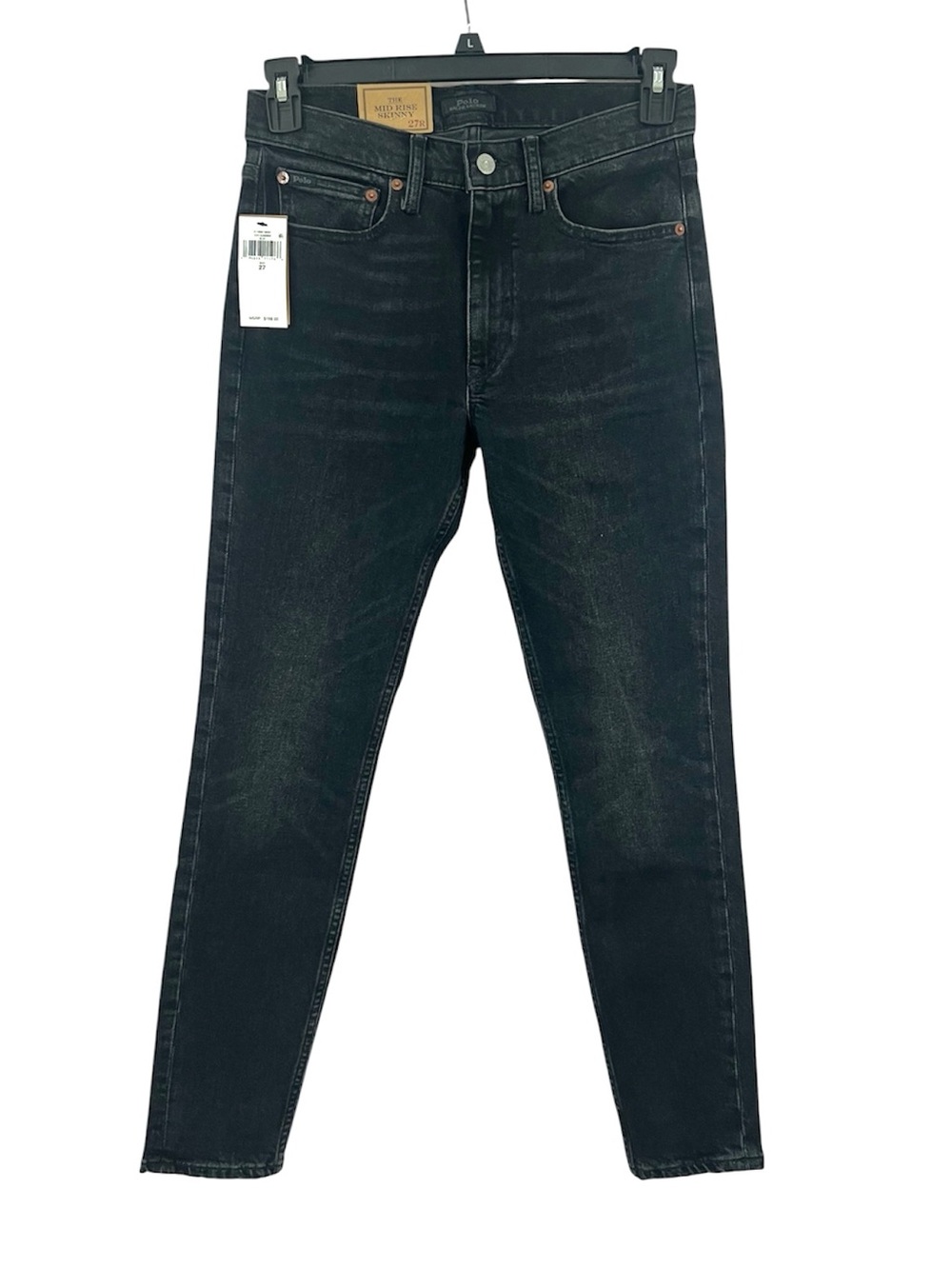 Ralph Lauren Polo Black Rope Dyed Mid Rise Skinny Jeans 27